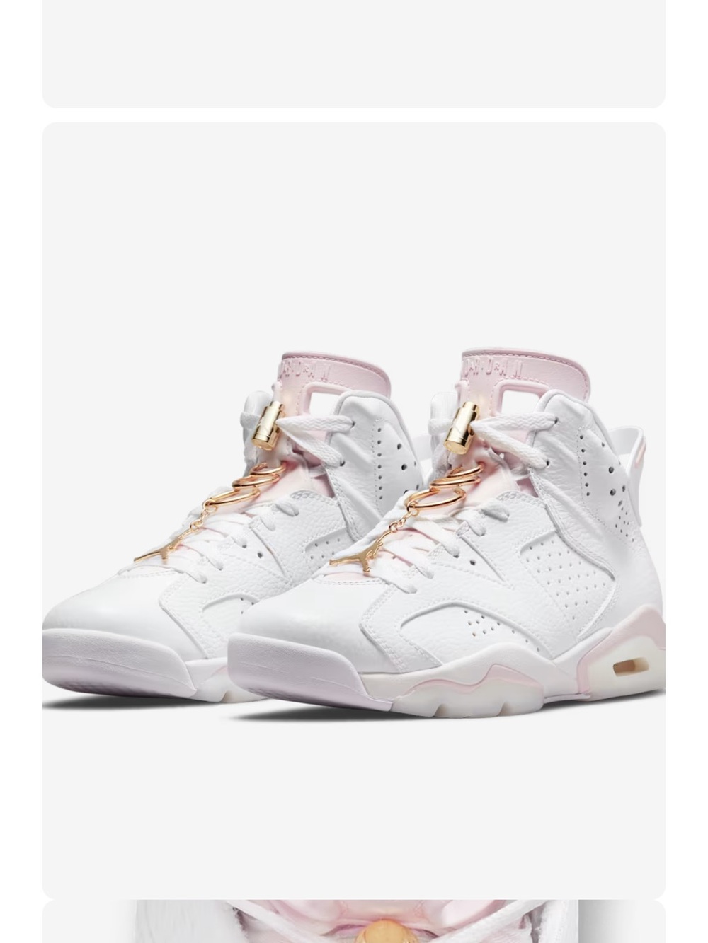 Women’s Air Jordan 6 Retro Sneakers gold hoops white pastel light pink